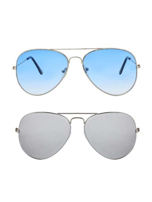 alfalah silver & silver aviator metal unisex combo sunglasses - 18406806 - Very Small Image - 1