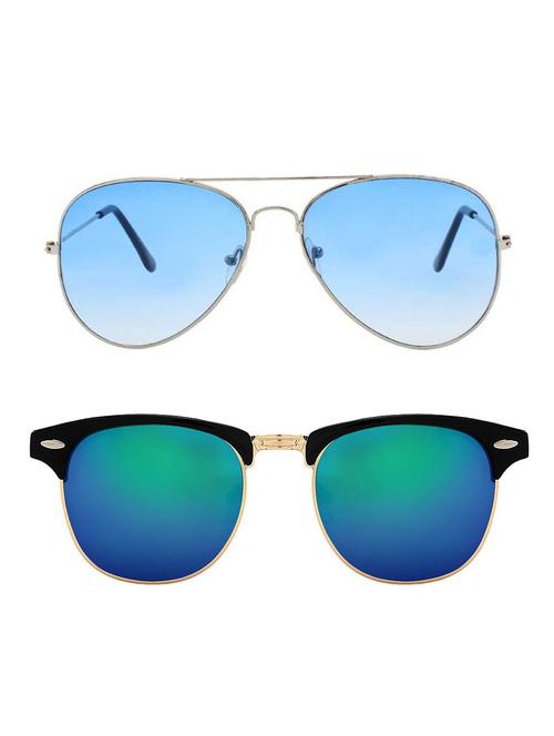 alfalah silver & black aviator metal unisex combo sunglasses - 18406809 - Very Small Image - 1