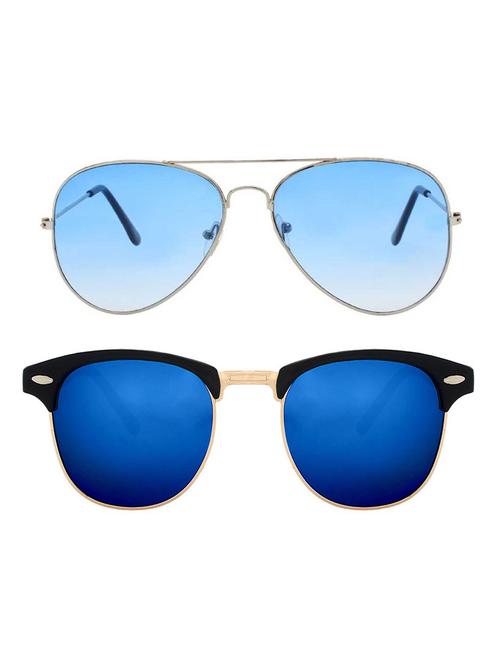alfalah silver & black aviator metal unisex combo sunglasses - 18406810 - Very Small Image - 1