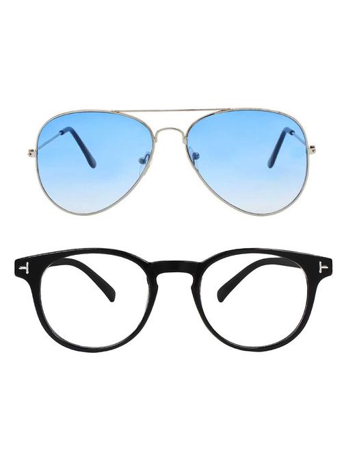 alfalah silver & black aviator metal unisex combo sunglasses - 18406824 - Very Small Image - 1