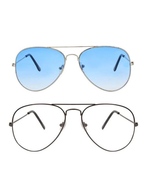 alfalah silver & black aviator metal unisex combo sunglasses - 18406827 - Very Small Image - 1