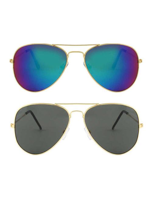 alfalah gold & gold aviator metal unisex combo sunglasses - 18406833 - Very Small Image - 1