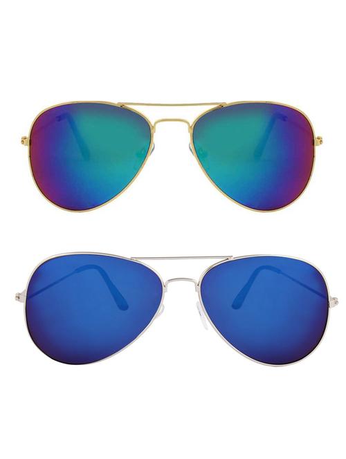 alfalah gold & silver aviator metal unisex combo sunglasses - 18406836 - Very Small Image - 1