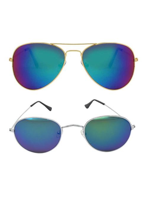 alfalah gold & silver aviator metal unisex combo sunglasses - 18406847 - Very Small Image - 1