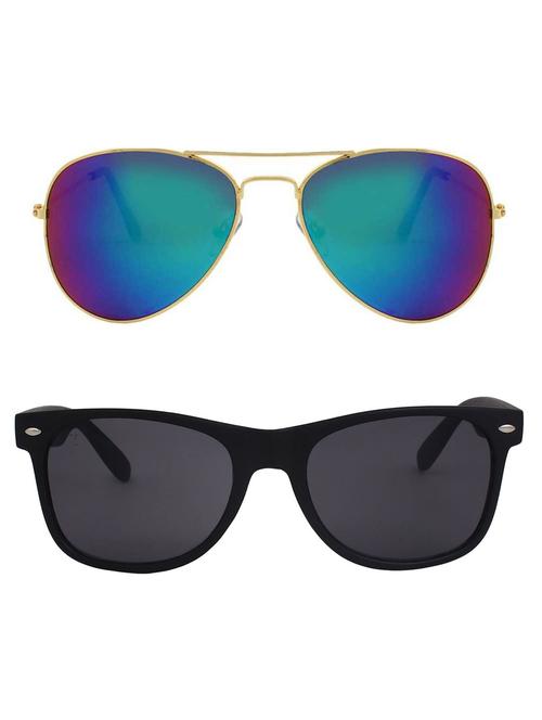 alfalah gold & black aviator metal unisex combo sunglasses - 18406849 - Very Small Image - 1