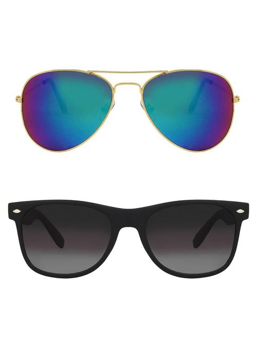 alfalah gold & black aviator metal unisex combo sunglasses - 18406850 - Very Small Image - 1