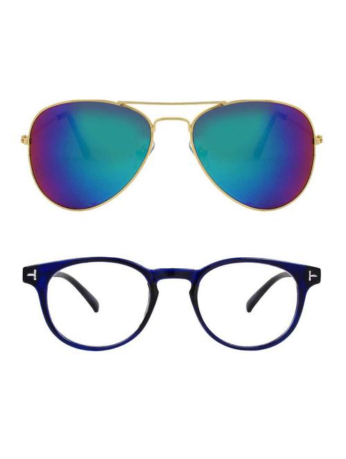 alfalah gold & blue aviator metal unisex combo sunglasses - 18406854 - Very Small Image - 1