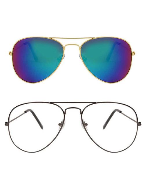 alfalah gold & black aviator metal unisex combo sunglasses - 18406856 - Very Small Image - 1
