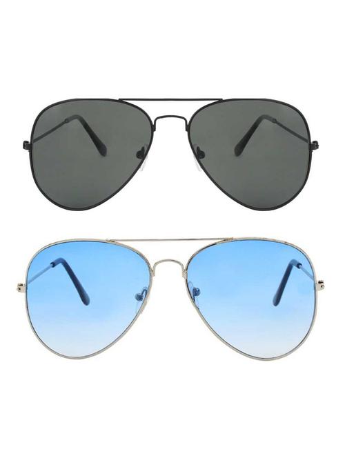 alfalah black & silver aviator metal unisex combo sunglasses - 18406860 - Very Small Image - 1