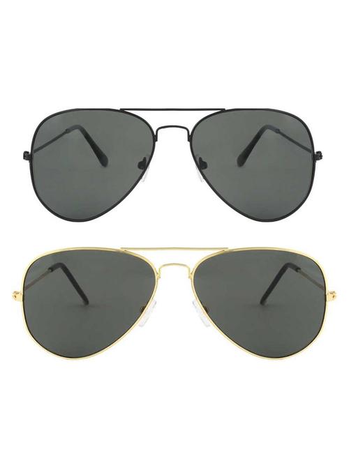 alfalah black & gold aviator metal unisex combo sunglasses - 18406862 - Very Small Image - 1