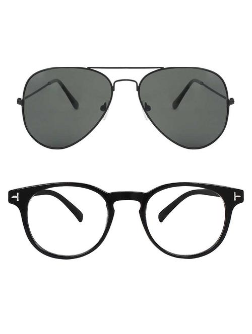 alfalah black & black aviator metal unisex combo sunglasses - 18406880 - Very Small Image - 1