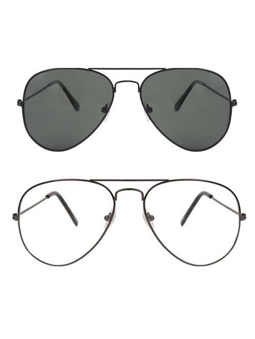 alfalah black & black aviator metal unisex combo sunglasses - 18406883 - Very Small Image - 1