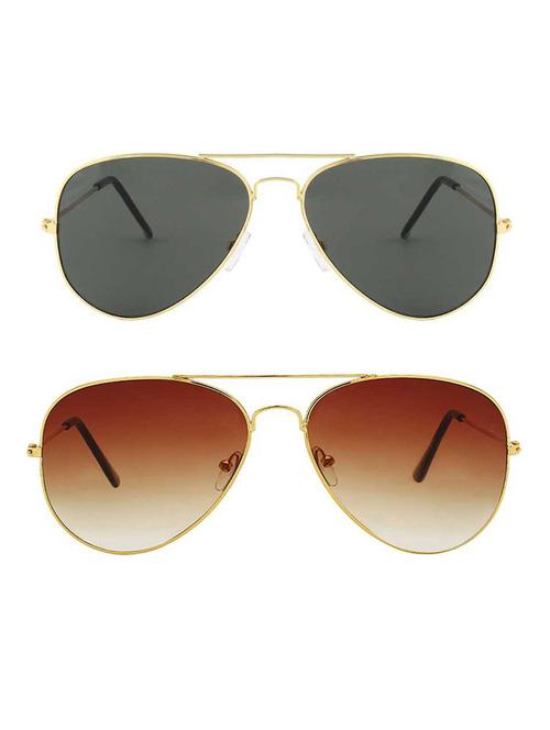alfalah gold & gold aviator metal unisex combo sunglasses - 18406890 - Very Small Image - 1