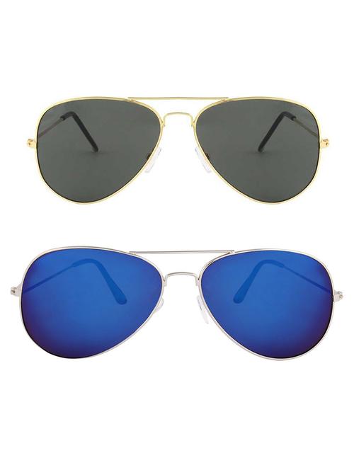 alfalah gold & silver aviator metal unisex combo sunglasses - 18406892 - Very Small Image - 1