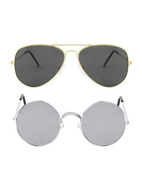 alfalah gold & silver aviator metal unisex combo sunglasses - 18406897 - Very Small Image - 1