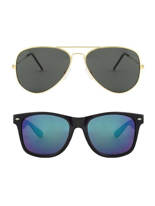 alfalah gold & black aviator metal unisex combo sunglasses - 18406902 - Very Small Image - 1