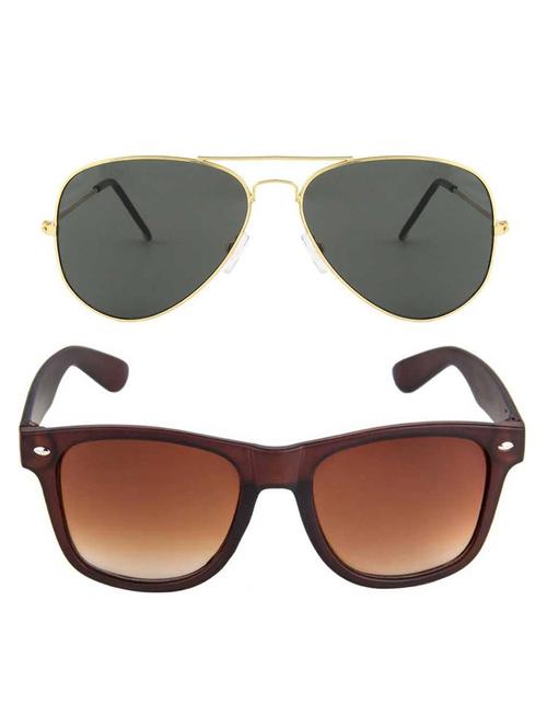 alfalah gold & brown aviator metal unisex combo sunglasses - 18406905 - Very Small Image - 1