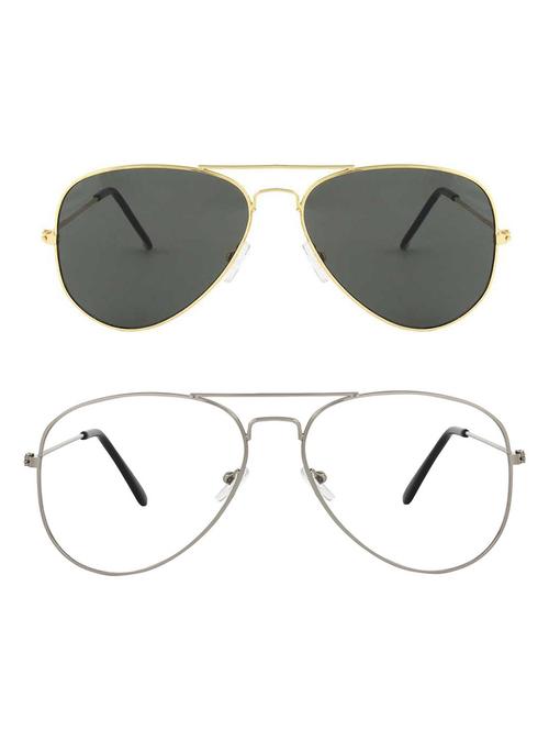 alfalah gold & silver aviator metal unisex combo sunglasses - 18406906 - Very Small Image - 1