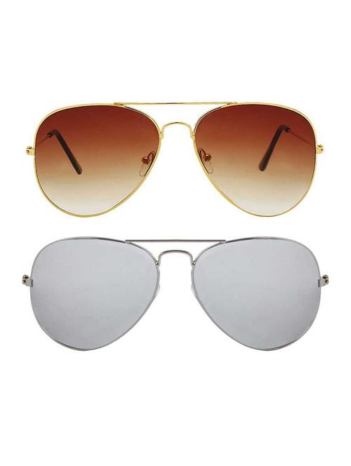 alfalah gold & silver aviator metal unisex combo sunglasses - 18406918 - Very Small Image - 1