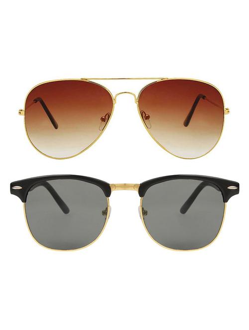 alfalah gold & black aviator metal unisex combo sunglasses - 18406920 - Very Small Image - 1