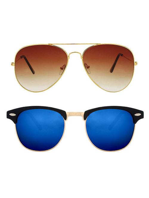 alfalah gold & black aviator metal unisex combo sunglasses - 18406922 - Very Small Image - 1