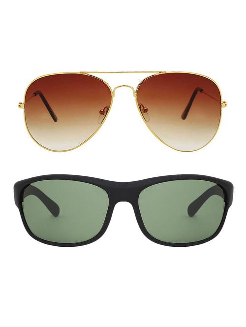 alfalah gold & black aviator metal unisex combo sunglasses - 18406926 - Very Small Image - 1
