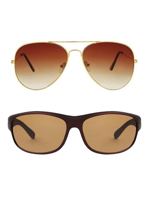 alfalah gold & brown aviator metal unisex combo sunglasses - 18406928 - Very Small Image - 1