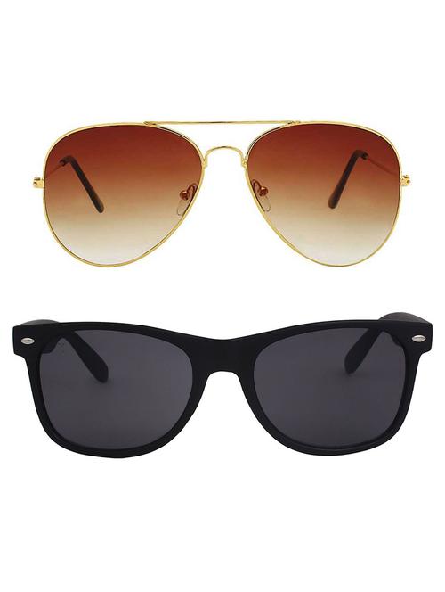 alfalah gold & black aviator metal unisex combo sunglasses - 18406930 - Very Small Image - 1