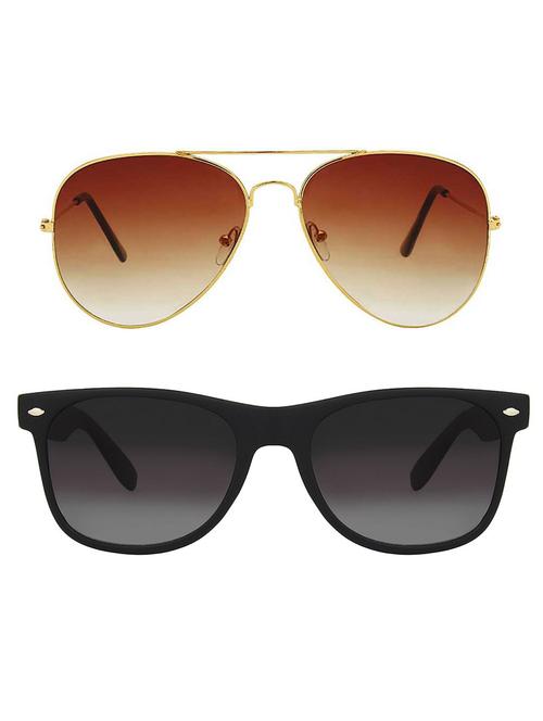 alfalah gold & black aviator metal unisex combo sunglasses - 18406931 - Very Small Image - 1