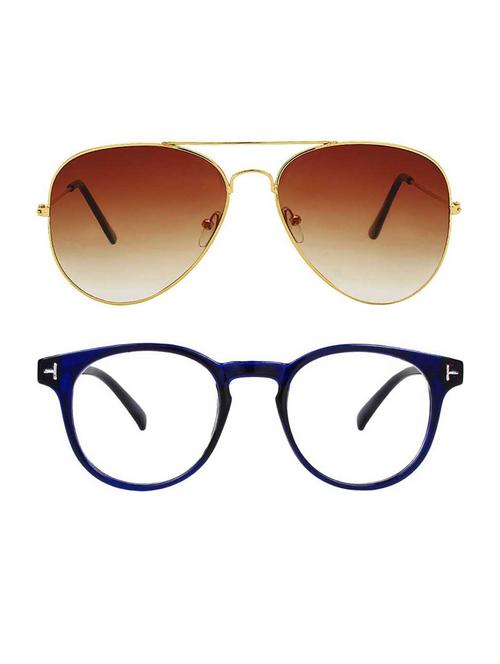 alfalah gold & black aviator metal unisex combo sunglasses - 18406934 - Very Small Image - 1