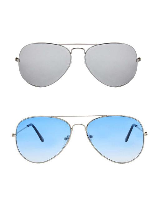 alfalah silver & silver aviator metal unisex combo sunglasses - 18406941 - Very Small Image - 1