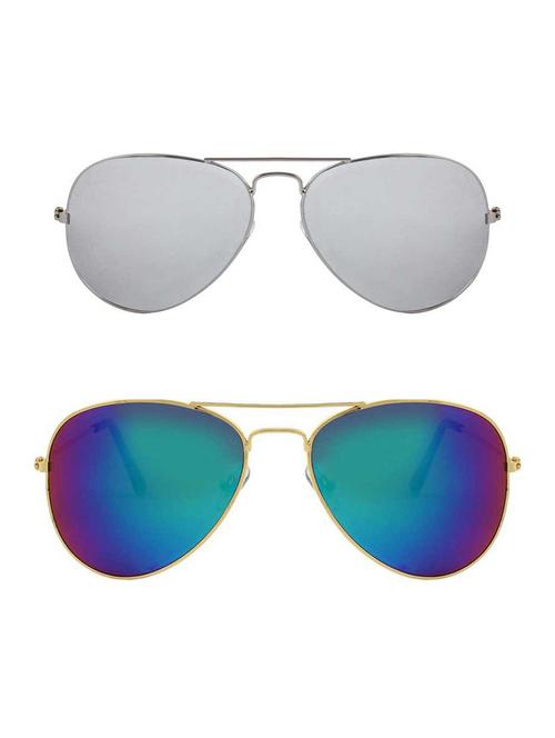 alfalah silver & gold aviator metal unisex combo sunglasses - 18406942 - Very Small Image - 1