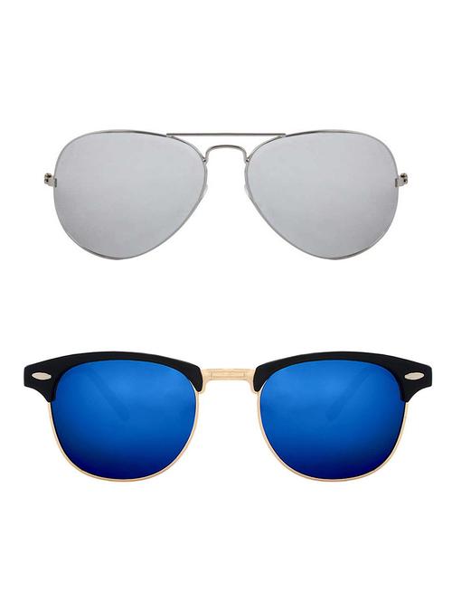 alfalah silver & black aviator metal unisex combo sunglasses - 18406949 - Very Small Image - 1