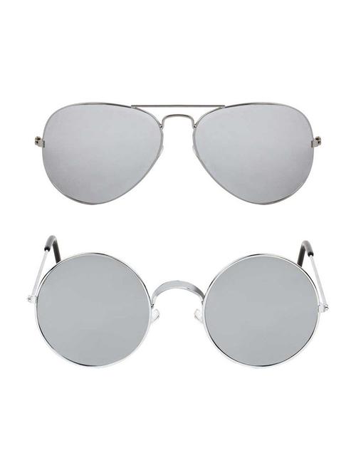 alfalah silver & silver aviator metal unisex combo sunglasses - 18406951 - Very Small Image - 1