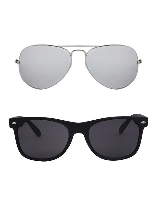 alfalah silver & black aviator metal unisex combo sunglasses - 18406957 - Very Small Image - 1