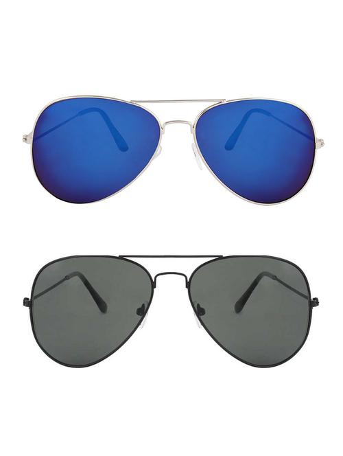alfalah silver & black aviator metal unisex combo sunglasses - 18406970 - Very Small Image - 1