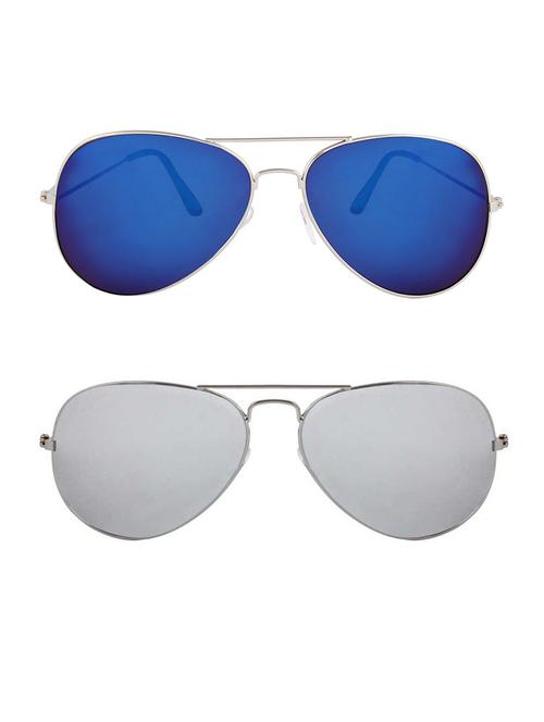 alfalah silver & silver aviator metal unisex combo sunglasses - 18406973 - Very Small Image - 1