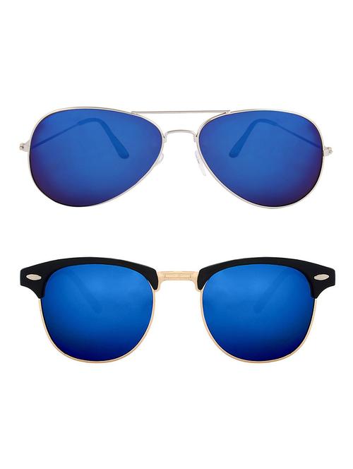 alfalah silver & black aviator metal unisex combo sunglasses - 18406976 - Very Small Image - 1