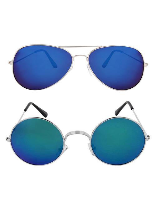 alfalah silver & silver aviator metal unisex combo sunglasses - 18406977 - Very Small Image - 1