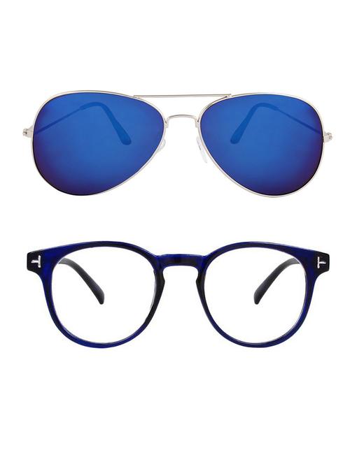 alfalah silver & blue aviator metal unisex combo sunglasses - 18406989 - Very Small Image - 1
