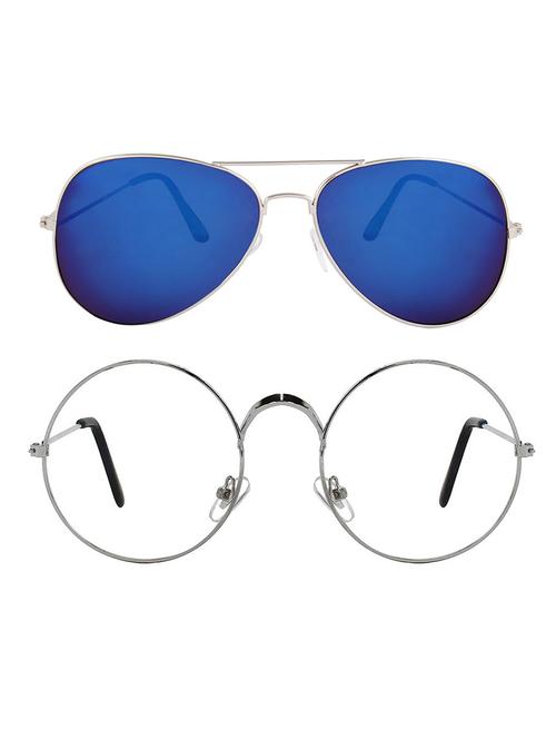 alfalah silver & silver aviator metal unisex combo sunglasses - 18406990 - Very Small Image - 1