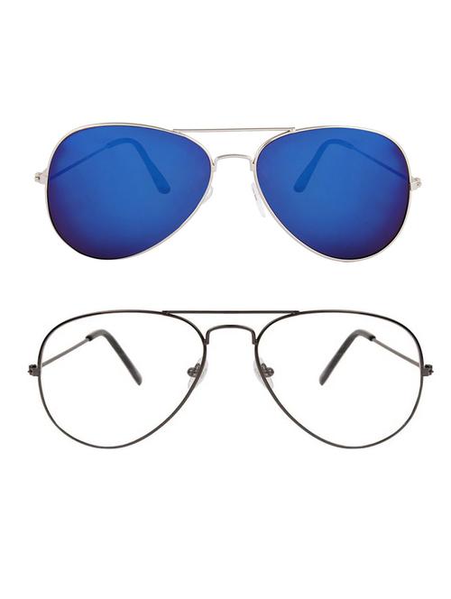 alfalah silver & black aviator metal unisex combo sunglasses - 18406991 - Very Small Image - 1