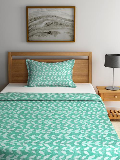 klotthe green cotton single bed cover with pillow cover - 18406994 - Very Small Image - 1