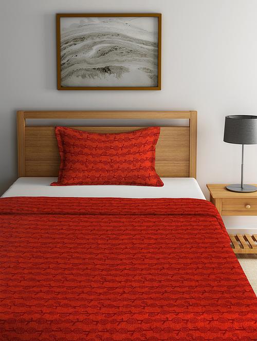 klotthe green cotton single bed cover with pillow cover - 18406997 - Very Small Image - 1
