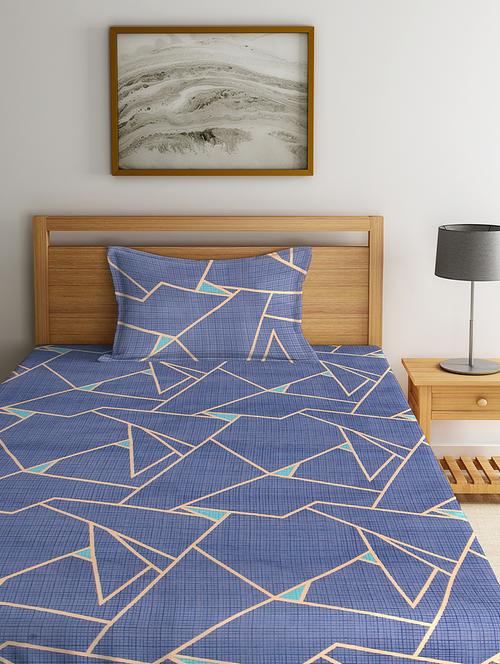 blue cotton blend bedsheet - 18407006 - Very Small Image - 1