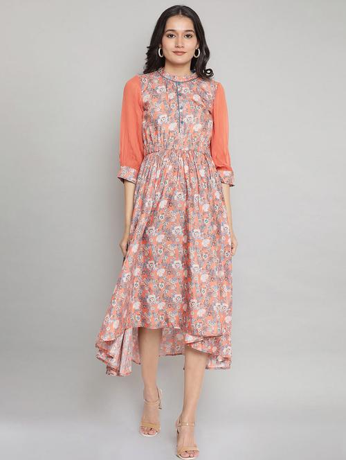 pink floral flared ethnic dress - 18407053 - Very Small Image - 1