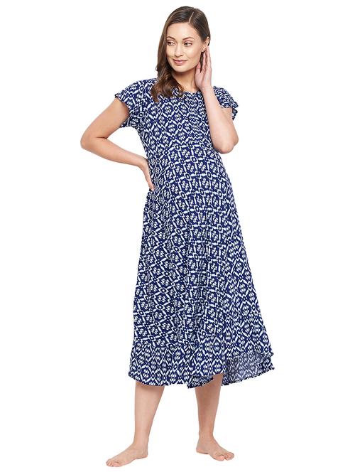 round neck printed maternity wear nighty - 18407882 - Very Small Image - 1