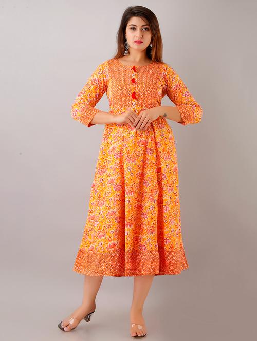 orange cotton anarkali ethnic dress - 18408170 - Very Small Image - 1