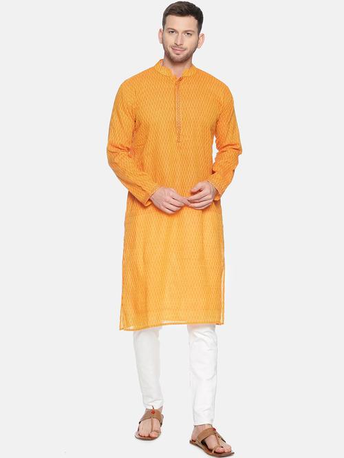 orange self-designed long kurta - 18408416 - Very Small Image - 1