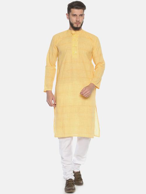 yellow melange long kurta - 18408425 - Very Small Image - 1